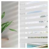 Joydeco Sheer Zebra Cordless Blinds for Indoor Windows,Privacy Light Filtering Dual Layer Roller Shades for Home Office Bedroom, (Off-White,52\" W x 75\" H)