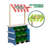 Melissa & Doug Wooden Grocery Store and Lemonade Stand - Reversible Awning, 9 Bins, Chalkboards: Playset for Creative Social Skills Development