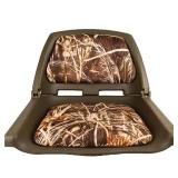 Attwood Padded Boat Seat  Camouflage  Molded Plastic Frame  20 Inches W x 17 Inches D x 12 Inches H