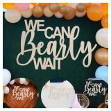 We Can Barely Wait Sign - Wooden Decoration for Gender Reveal and Baby Shower, Photo Props Sign, Wall or Door Hanging Backdrop