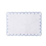 Peri Home Scalloped Bath Rug - Soft & Absorbent 100% Cotton Tufted Bath Mat, 20\" x 30\", White with Blue Scallop