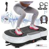 Vibration Plate Exercise Machine for Weight Loss 100-Speed Platform with Bluetooth Speaker, Remote & Bands, 450 lbs Capacity Quiet Full Body Workout for Lymphatic Drainage at Home (Pearl White)