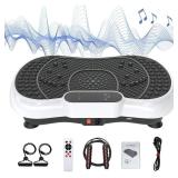 Vibration Plate Exercise Machine for Weight Loss 100-Speed Platform with Bluetooth Speaker, Remote & Bands, 450 lbs Capacity Quiet Full Body Workout for Lymphatic Drainage at Home (Pearl White)
