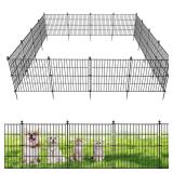 10 Panels No Dig Decorative Outdoor Garden Fence for Yard, 24 in(H) X 20 ft(L) Animal Barrier Fencing Rustproof Metal Wire Panel Border for Dog, Rabbits, and Patio Temporary Ground Stakes
