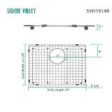 Serene Valley Sink Grid 19\" X 14-1/8\", Rear Drain with Corner Radius R 3/8\", SVH1914R