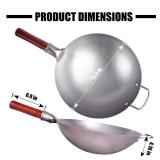 Teewe Carbon Steel Wok Traditional Hand Hammered - 13.4\" Chinese Woks Round Bottom Wok Pan Set with 8 Pcs Cookware Accessories