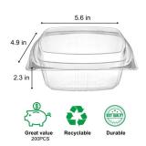 KODA CUP 12oz Tall Dome RPET Clear Hinged Lid Deli Container- 200Pcs
