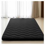 Japanese Floor Mattress, 100% High Density Comfortable Foam, 4\" Thicken Foldable Mattress Tatami Mat Sleeping Pad, Ideal for Comfort and Support, Kids Floor Lounger Pillow Bed Sofa, Black, Full