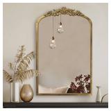 PERFNIQUE Vintage Mirror, 30\" X 19\" Arched Antique Baroque Mirror, Gold Traditional Wall Decor, Ornate Wall Decor Anthro Look Alike Decor for Bathroom Living Room Fireplace Entryway Hallway