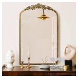 PERFNIQUE Vintage Mirror, 30\" X 19\" Arched Antique Baroque Mirror, Gold Traditional Wall Decor, Ornate Wall Decor Anthro Look Alike Decor for Bathroom Living Room Fireplace Entryway Hallway