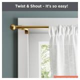 Zenna Home Adjustable Curtain Tension Rod for Windows, No Drill Expandable Tension Curtain Rod with Decorative Ball Finials, Easy Install Window Rod, 48 to 84 Inch, Gold