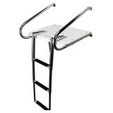 Mojiate Boat Ladder ABS Swim Platform Stainless Boat Ladder with telescoping 2 Handrails for Marine Boat Yacht, Rated to 400 Pounds
