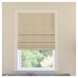 Sun Zero Seraphina Textured 100% Total Blackout Cordless Roman Shade, Taupe, 23\" W x 64\" H
