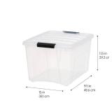 IRIS USA 40 Qt Stackable Plastic Storage Bins with Lids, 6 Pack - BPA-Free, Made in USA - See-Through Organizing Solution, Latches, Durable Nestable Containers, Secure Pull Handle - Clear