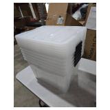 IRIS USA 40 Qt Stackable Plastic Storage Bins with Lids, 6 Pack - BPA-Free, Made in USA - See-Through Organizing Solution, Latches, Durable Nestable Containers, Secure Pull Handle - Clear