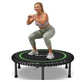 BCAN 40\" Adult Fitness Trampoline with Durable Bungees, Stable & Quiet Exercise Rebounder,Great Mini Trampoline for Indoor/Garden Workout - Green