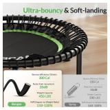 BCAN 40\" Adult Fitness Trampoline with Durable Bungees, Stable & Quiet Exercise Rebounder,Great Mini Trampoline for Indoor/Garden Workout - Green