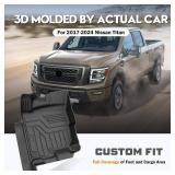 KUST Floor Mats Bed Mat Set for 2017-2024 Nissan Titan, 2016-2024 Titan XD Crew Cab, 5.6FT Truck Bed Liner All Weather TPE Rubber High Edge Heavy Duty
