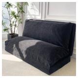MAXYOYO Bean Bag Bed Folding Sofa Bed Floor Mattress for Adults, Extra Thick and Long Floor Sofa with Corded Washable Cover, Black, 54x95 Inch