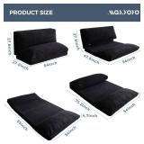 MAXYOYO Bean Bag Bed Folding Sofa Bed Floor Mattress for Adults, Extra Thick and Long Floor Sofa with Corded Washable Cover, Black, 54x95 Inch
