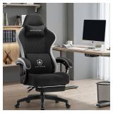 GTPLAYER Office Chair, Gaming Computer Desk Fabric Chair with Footrest, High Back Ergonomic Office Chair with Pocket Spring Lumbar Support and Linkage Armrests Adjustable Height Swivel for Home Task