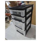 IRIS USA Plastic Drawer Storage Organizer Rolling Cart, with Wheels Casters, 4-Drawers, for Classroom Art Craft Supplies Dresser Closet Bathroom Laundry Room, Black/Pearl