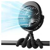 4000mAh Portable Stroller Fan with Mist, Rechargeable Mister Fan with Water Spray, 270°Pivoting, Flexible Tripod Clip on Mist Cooling Fans for Disney Travel Beach Outdoor Car Seat Treadmill Golf Cart