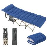 Yaheetech Folding Camping Cot Portable Outdoor Bed for Adults w/Mat & Storage Bag & Carry Bag, Heavy Duty Cots for Outdoor Travel & Office/Home Nap Gray Cot/Blue Pad