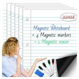 Fulmoon 6 Pieces Jumbo Classroom Whiteboard Accessories Giant Magnetic Notebook Paper 22 x 28 with 4 Pieces Magnetic Dry Erase Markers Bone Shaped Dry Eraser for Students School, Office and Home
