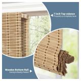 SMONTER Bamboo Roman Shades for Windows-Cordless Wooden Woven Blinds Light Filtering Bamboo Roll up Shades UV Protection and Easy Set up for Door and Countryhouse, 34\" W x 64\" H, Squirrel