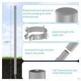 Shade Sail Poles, 12Ft Sun Shade Sail Poles with Spiral Drill Bit, Heavy Duty Shade Sail Post with D-Clamp for Garden Yard Backyard, 2 Pack