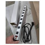 BERIGTTA 8-Outlet Long Metal Heavy Duty Power Strip - 6FT Cord, 15A/1875W, Wide Spaced Outlets, Mountable for Home, Office, Garage, and Workshop