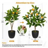2Ft Artificial Orange Trees, 4 Packs Large Artificial Plants Indoor with Black Pots Faux Potted Citrus Trees Fake Floor Plants Lemon Decorations for Home Living Room Office, Bedroom Table, Desk