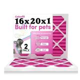 Colorfil 16x20x1 Air Filter (2-Pack) | Made in the USA | Color Changing | Remove Cat and Dog Odor | MERV 8 for Pet Hair Dander and Dust | 15.5\"x19.5\"x0.75\" Exact Size