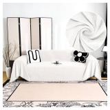 FUANGUI Couch Cover Sofa Covers for 3 Cushion Couch with Tassel, Modern Chenille Sofa Slipcover for Dog, Durable L Shaped Couch Washable Cushion Covers Protector, White -71\" X159"
