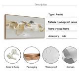 HUADAOART Wall Art Modern Zen Light Luxury Natural Landscape with Golden and White lines Background Wall Decor Canvas Prints for Living Room Bedroom 20x40 Inches (Framed)
