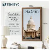 TENIBYC 14x24 Picture Frame 3 Pack - Brown Walnut, Natural Solid Wood Poster Frame, Wall Gallery Frame