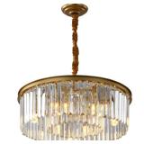 ELGOBST Gold Modern Crystal Chandelier Lighting Semi Flush Mount Ceiling Light Fixture 2-Tier K9 Crystal Hanging Pendant Light for Dining Room Kitchen Island Living Room Bedroom Hallway 21.6inch