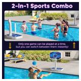Jocoevol Pool Basketball Hoop and Volleyball Net 2 in 1 LED Light Up Swimming Pool Basketball Hoop Outdoor Poolside Basketball Goal Pool Toys Pool Games Activities