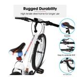 HH HILAND 24 inch Mountain Bike for Men and Women, 18 Speeds High-Carbon Steel Frame, Sport Cycling MTB Bicycle for Adult White