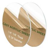 2 Pieces 1/8\" Round Plexiglass Sheet, 20 Inch Diameter Clear Acrylic Circle, Round Cake Disk Acrylic Sheet, Plexiglass Table Top, Acrylic Backdrop