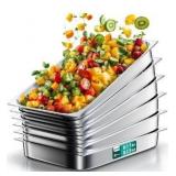 WantJoin Steam Table Hotel Pans 1/1 Full Size 2.5 Inch Deep 6 Pack, Stainless Steel Metal Tray Sets Food Storage Container for Restaurant Chafing Dishes Commercial Buffet Warmer Catering Supplies