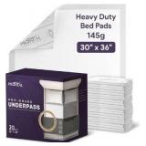 Heavy Duty Incontinence Bed Pads 30\" x 36\" 20 Pack - 145g Ultra Absorbent Disposable Chucks Underpads for Adults - Pro Grade XL Pee Pads with 375 lbs Lift Capacity - Overnight Absorbance, Waterproof