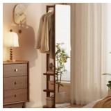 Full Length Mirror Coat Rack Solid Wood Floor Mirror 66\"x12\" Full Length Mirror with Stand Long Mirrors for Bedroom,Living Room