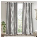 1pc 50\"x84\" Room Darkening Imani Lined Curtain Panel Gray - Ink+Ivy: Geometric Mid-Century Modern Drapes, OEKO-TEX Certified