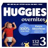 Huggies Overnites Nighttime Baby Diapers - Size 3 - 132ct