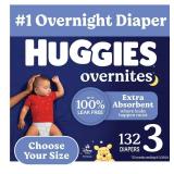 Huggies Overnites Nighttime Baby Diapers - Size 3 - 132ct
