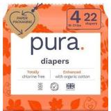 Pura Size 4 Eco-Friendly Diapers (18-31lbs) Totally Chlorine Free (TCF) Hypoallergenic, Soft Organic Cotton, Sustainable Comfort, up to 12 Hours Leak Protection, Allergy UK, 22 Diapers (Pack of 1)