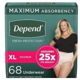 Depend Fresh Protection Adult Incontinence & Postpartum Underwear for Women - Maximum Absorbency - XL - Blush - 68ct