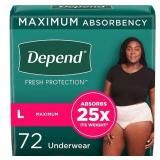 Depend Fresh Protection Adult Incontinence & Postpartum Underwear for Women - Maximum Absorbency - L - Blush - 72ct